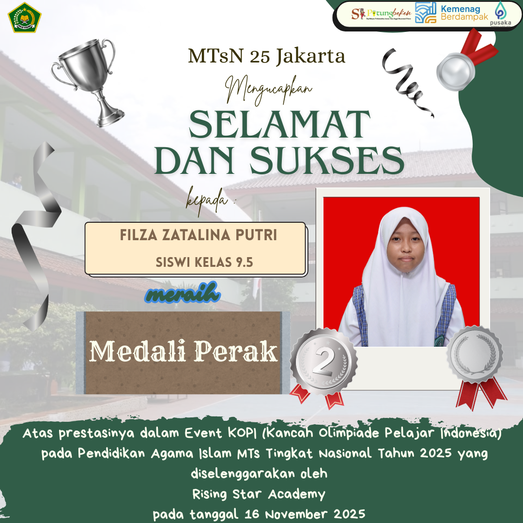 Selamat kepada Filza siswa kelas 9.5