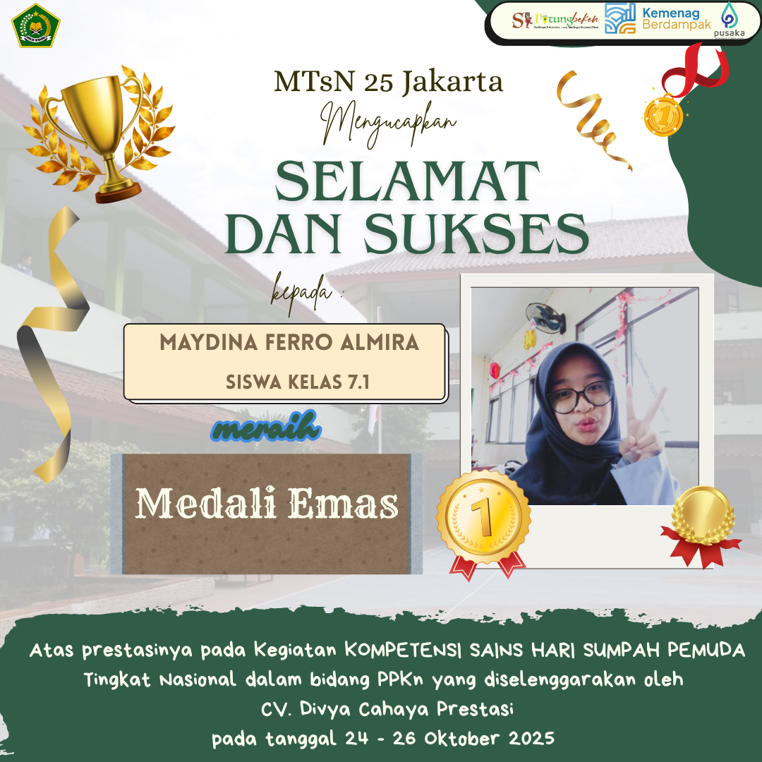Selamat kepada Maydina Ferro siswa kelas 7.1